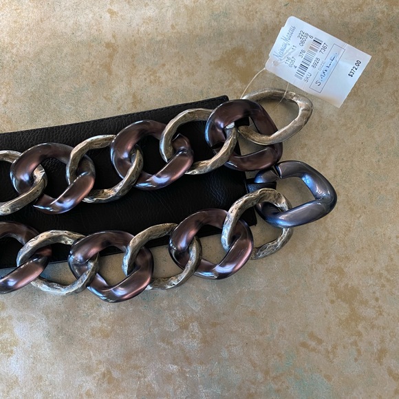 Suzi Roher wide chain/leather/elastic belt. Size Small. 3.25”wide. NWT - Picture 6 of 7